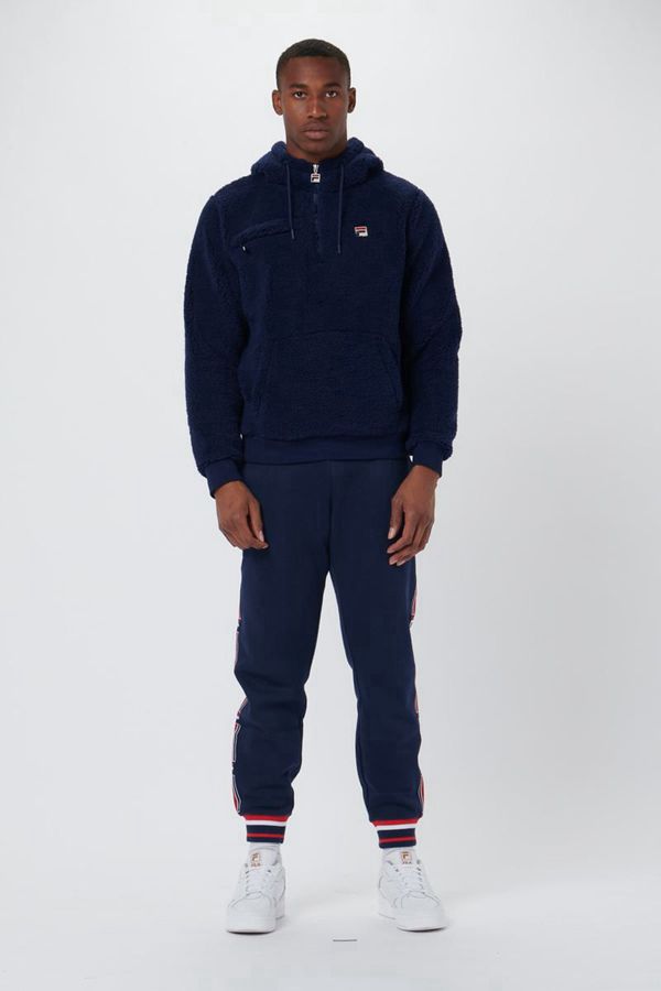 Fila Krish Sherpa Over Head Men's Hoodies - Navy,NZ 436-97865